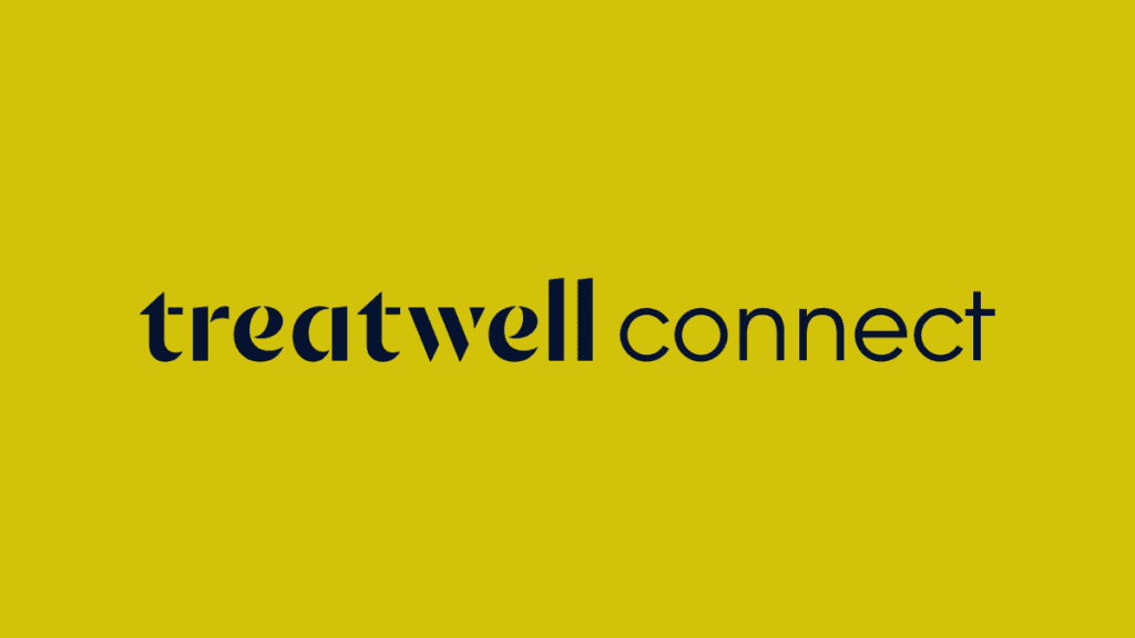Logo Treatwell Connect sur fond jaune